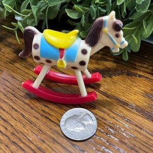 Miniature Dollhouse Rocking Horse Wilton Cake Topper Toy Plastic Figurine HK‎